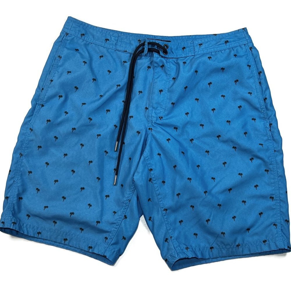 Banana Republic Board Shorts Mens 30 Blue Palm Trees All Over‎ Print Lined